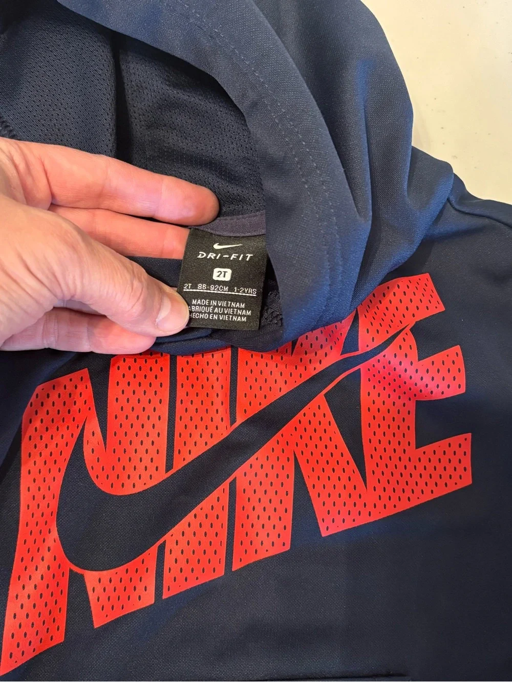 Nike Kids Navy Hoodie with Red Logo 2T 0005S